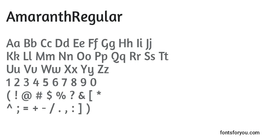 A fonte AmaranthRegular – alfabeto, números, caracteres especiais