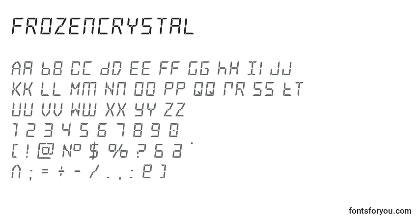 Schriftart Frozencrystal – Alphabet, Zahlen, spezielle Symbole