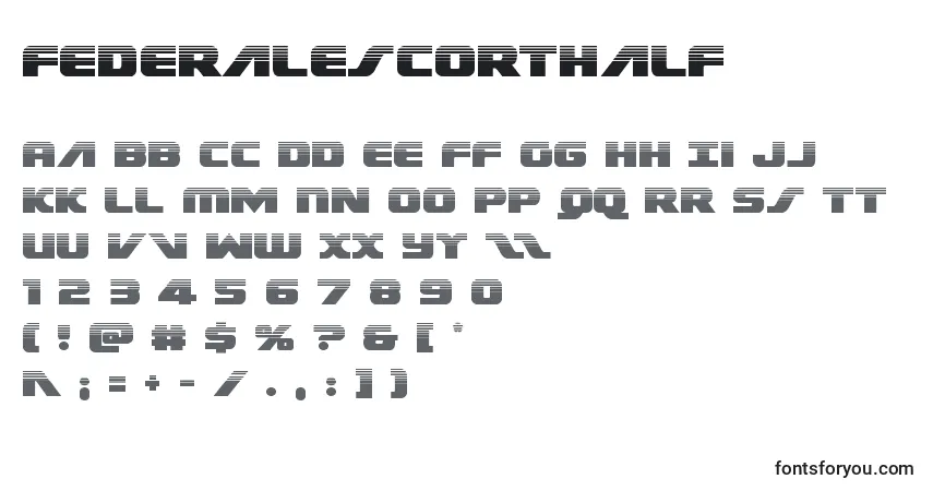 Schriftart Federalescorthalf – Alphabet, Zahlen, spezielle Symbole