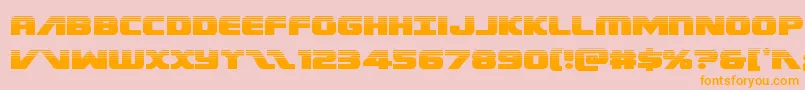 Federalescorthalf-Schriftart – Orangefarbene Schriften auf rosa Hintergrund