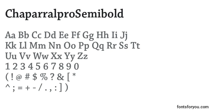 Schriftart ChaparralproSemibold – Alphabet, Zahlen, spezielle Symbole