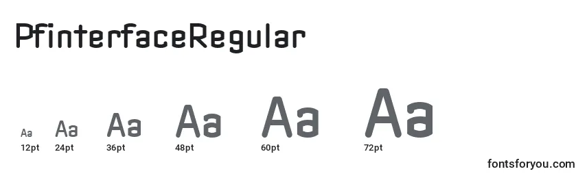 Размеры шрифта PfinterfaceRegular