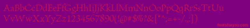 BriosoproLightsubh Font – Red Fonts on Purple Background