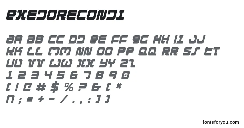 Fuente Exedorecondi - alfabeto, números, caracteres especiales