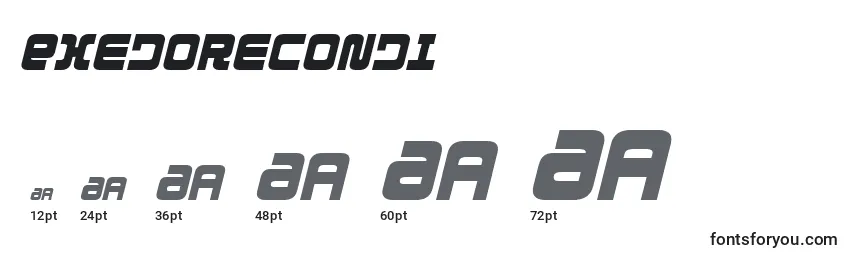 Exedorecondi Font Sizes
