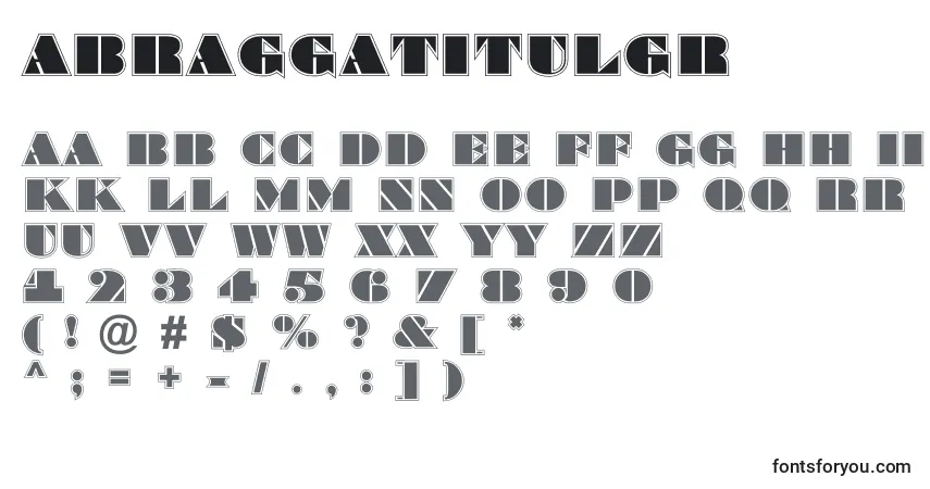 A fonte ABraggatitulgr – alfabeto, números, caracteres especiais