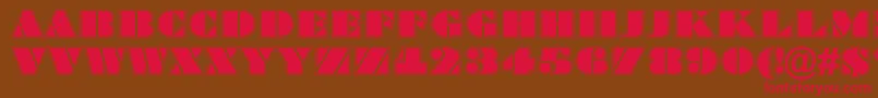 フォントABraggatitulgr – 赤い文字が茶色の背景にあります。