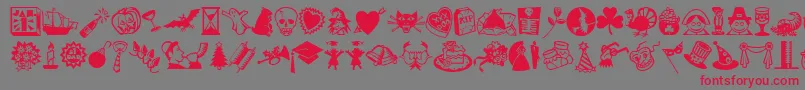 MiniPicsLilEvents Font – Red Fonts on Gray Background