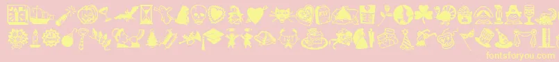 MiniPicsLilEvents Font – Yellow Fonts on Pink Background