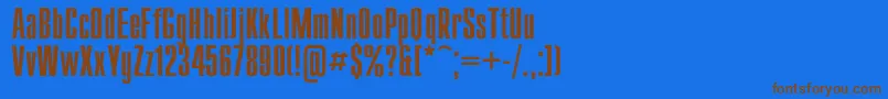 フォントCompact – 茶色の文字が青い背景にあります。