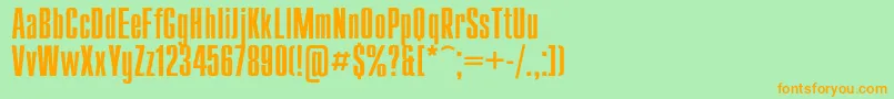 フォントCompact – オレンジの文字が緑の背景にあります。