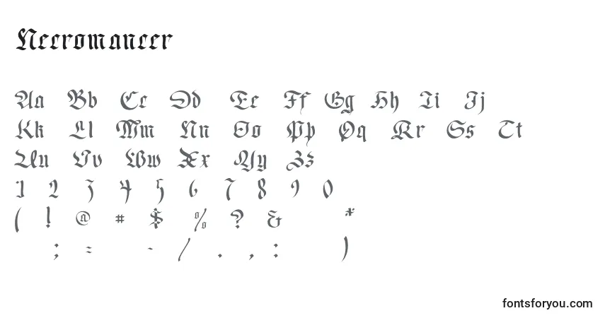 Шрифт Necromancer – алфавит, цифры, специальные символы