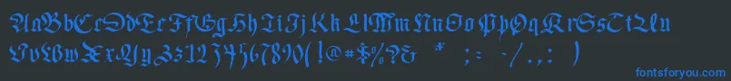 Necromancer-Schriftart – Blaue Schriften auf schwarzem Hintergrund