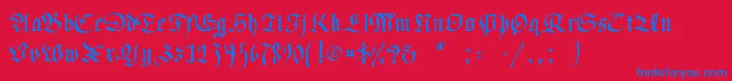 Necromancer-Schriftart – Blaue Schriften auf rotem Hintergrund