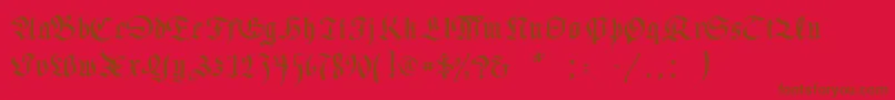 Necromancer-Schriftart – Braune Schriften auf rotem Hintergrund