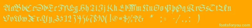 Necromancer-Schriftart – Grüne Schriften auf orangefarbenem Hintergrund