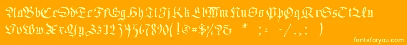 Necromancer-Schriftart – Gelbe Schriften auf orangefarbenem Hintergrund