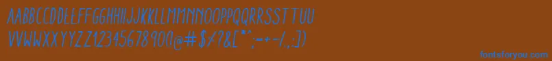 AracneCondensedRegularItalic-Schriftart – Blaue Schriften auf braunem Hintergrund