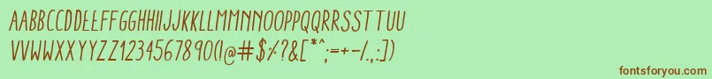 AracneCondensedRegularItalic Font – Brown Fonts on Green Background