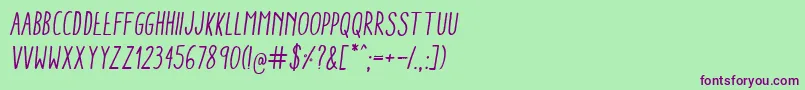 AracneCondensedRegularItalic Font – Purple Fonts on Green Background