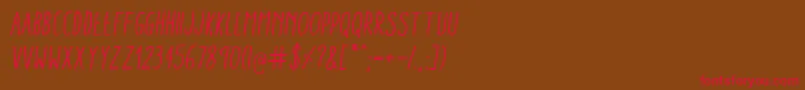 AracneCondensedRegularItalic Font – Red Fonts on Brown Background