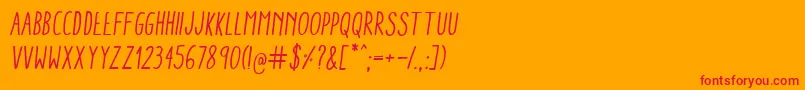 フォントAracneCondensedRegularItalic – オレンジの背景に赤い文字