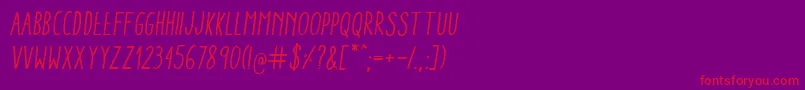 AracneCondensedRegularItalic-fontti – punaiset fontit violetilla taustalla