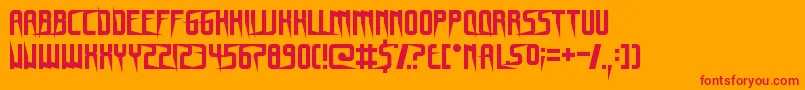GnomeSplinters-Schriftart – Rote Schriften auf orangefarbenem Hintergrund