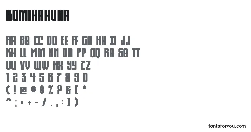 Schriftart Komikahuna – Alphabet, Zahlen, spezielle Symbole