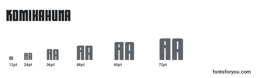 Размеры шрифта Komikahuna