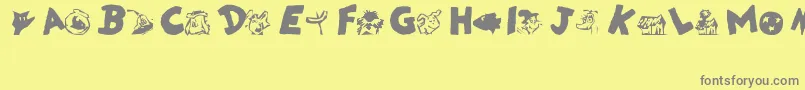 DrSeuss-Schriftart – Graue Schriften auf gelbem Hintergrund