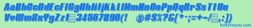 TypolineDemiShadowitalicDemo Font – Blue Fonts on Green Background