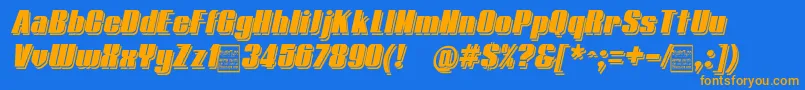 TypolineDemiShadowitalicDemo Font – Orange Fonts on Blue Background