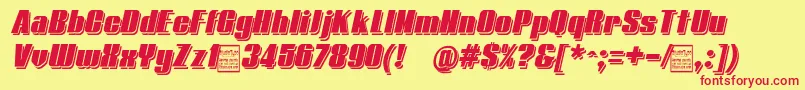 TypolineDemiShadowitalicDemo-fontti – punaiset fontit keltaisella taustalla