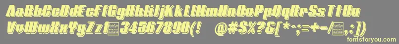 TypolineDemiShadowitalicDemo-fontti – keltaiset fontit harmaalla taustalla