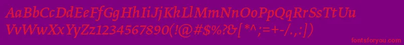 GretatextproItalic Font – Red Fonts on Purple Background