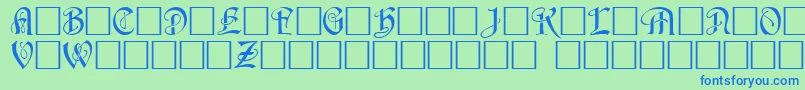 Czcionka HorstcapsCaps.001.001 – niebieskie czcionki na zielonym tle