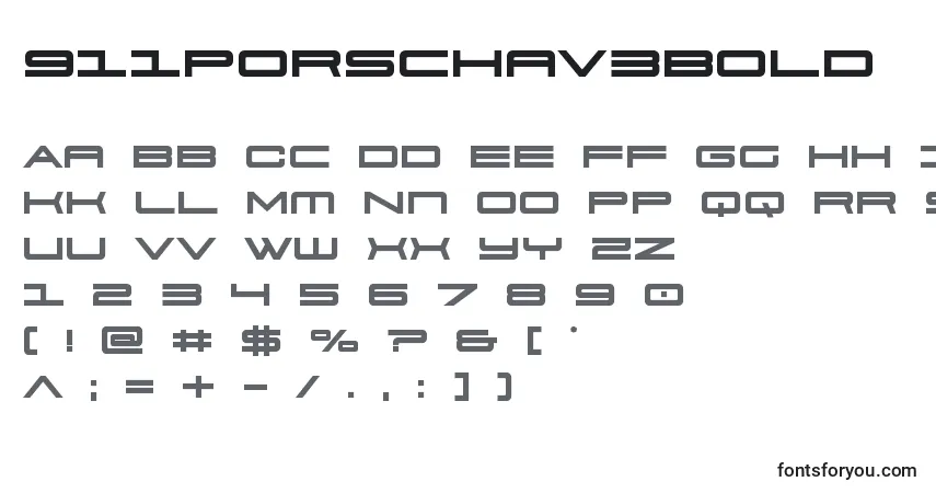 Schriftart 911porschav3bold – Alphabet, Zahlen, spezielle Symbole