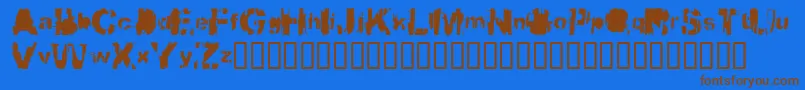 フォントBbqcowmo – 茶色の文字が青い背景にあります。