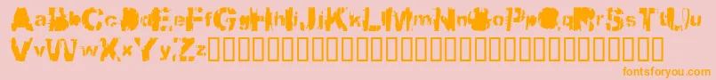 フォントBbqcowmo – オレンジの文字がピンクの背景にあります。