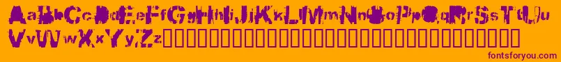 Bbqcowmo-Schriftart – Violette Schriften auf orangefarbenem Hintergrund