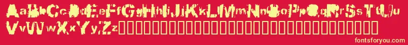 Bbqcowmo-Schriftart – Gelbe Schriften auf rotem Hintergrund
