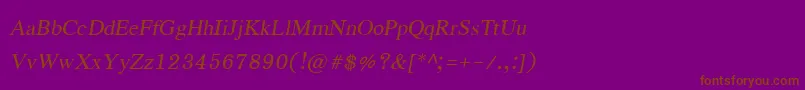 EucrosiaupcРљСѓСЂСЃРёРІ-Schriftart – Braune Schriften auf violettem Hintergrund