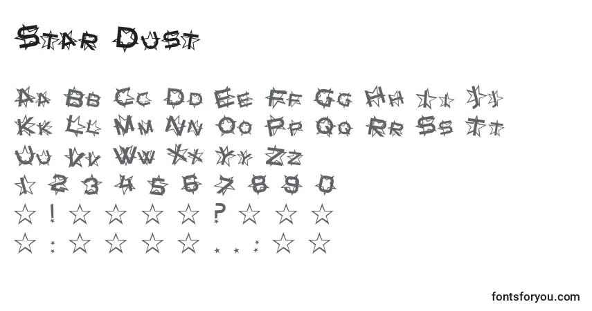 A fonte Star Dust – alfabeto, números, caracteres especiais