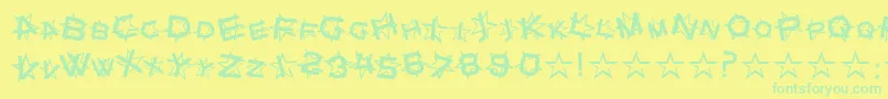 Star Dust Font – Green Fonts on Yellow Background