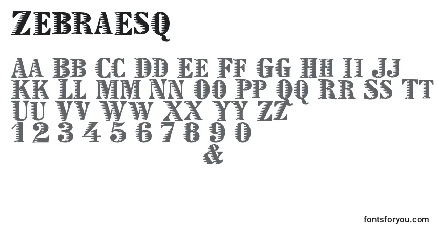 Zebraesq-fontti – aakkoset, numerot, erikoismerkit