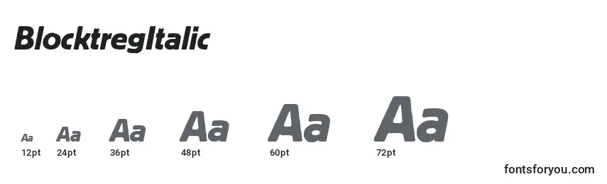 BlocktregItalic Font Sizes