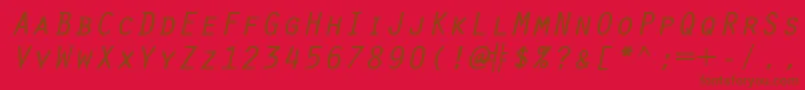 Saiba mais sobre a fonte OratorRegularitalic Fonte OratorRegularitalic – fontes marrons em um fundo vermelho