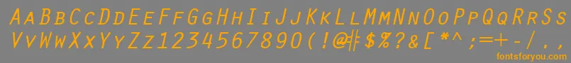 Подробнее о шрифте OratorRegularitalic Шрифт OratorRegularitalic – оранжевые шрифты на сером фоне