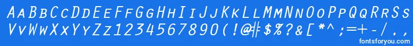 Czcionka OratorRegularitalic – białe czcionki na niebieskim tle